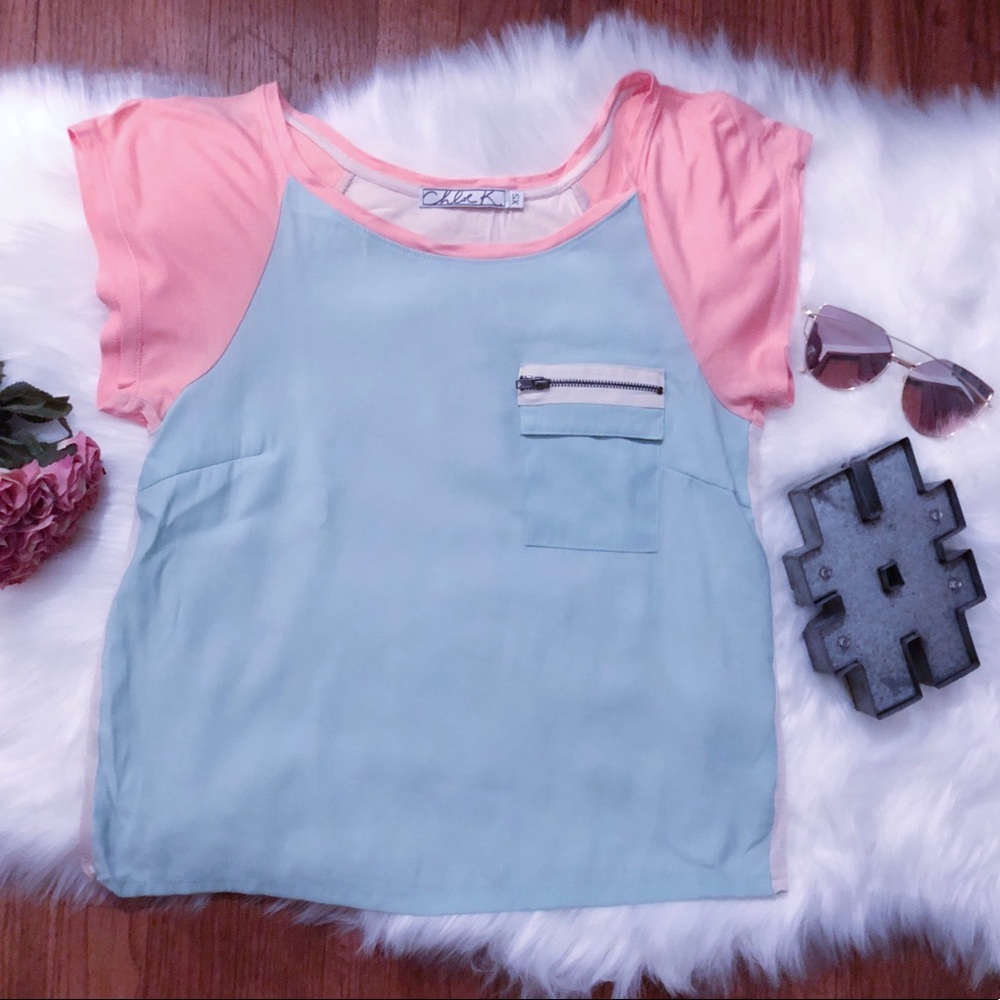Chloe K Pastel Color Block Tee XS